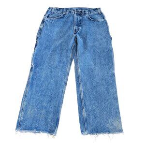 Vintage Ben Davis Carpenter Jeans Men 34x27 Grunge Distressed Hem Workwear Y2K